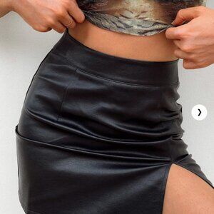 Princess Polly Rizzo Mini Skirt in Black Leather Size 8